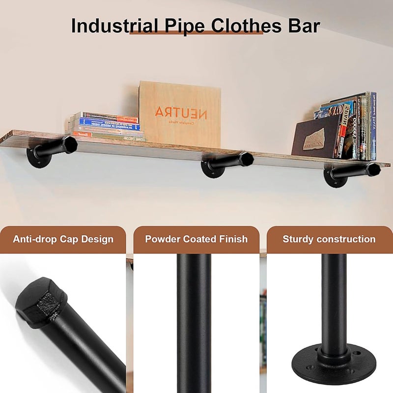 Pintuson 6 Pcs Industrial Pipe Clothes Bar 12 Inch - Wall Mount Clothing Rack - Face Out Wall Clothing Rods for Commercial Retail Boutique Shirt Display - Image 4